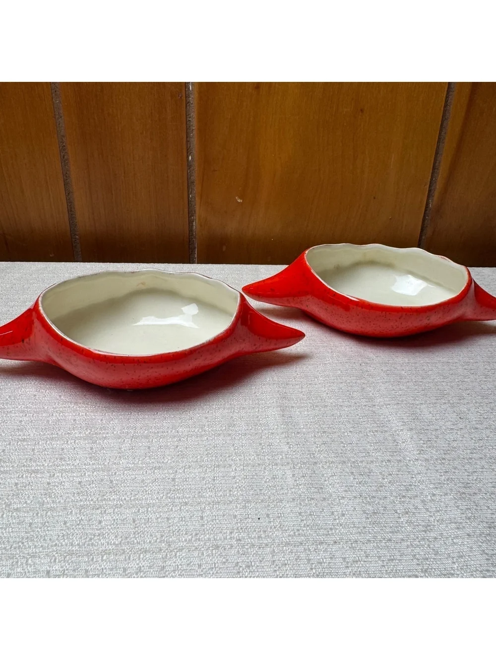 Vintage Red Crab Shell Ceramic Appetizer Dishes Set of 2 Coastal Seafood